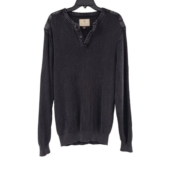 Legendary Whitetails Pullover Henley Sweater Elbow Patches Dark Gray Men's Sz L - Picture 1 of 8